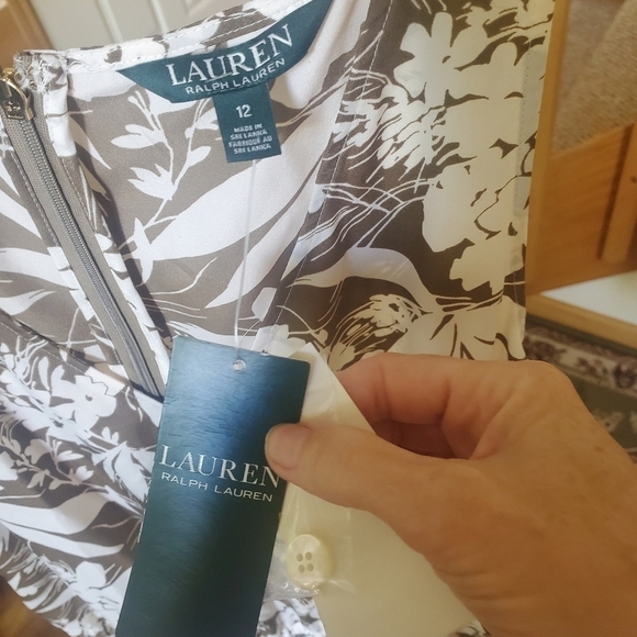 Lauren Ralph Lauren Olive Print Sleeveless Cinched Sz. 12 Jumpsuit NWT - Picture 12 of 16